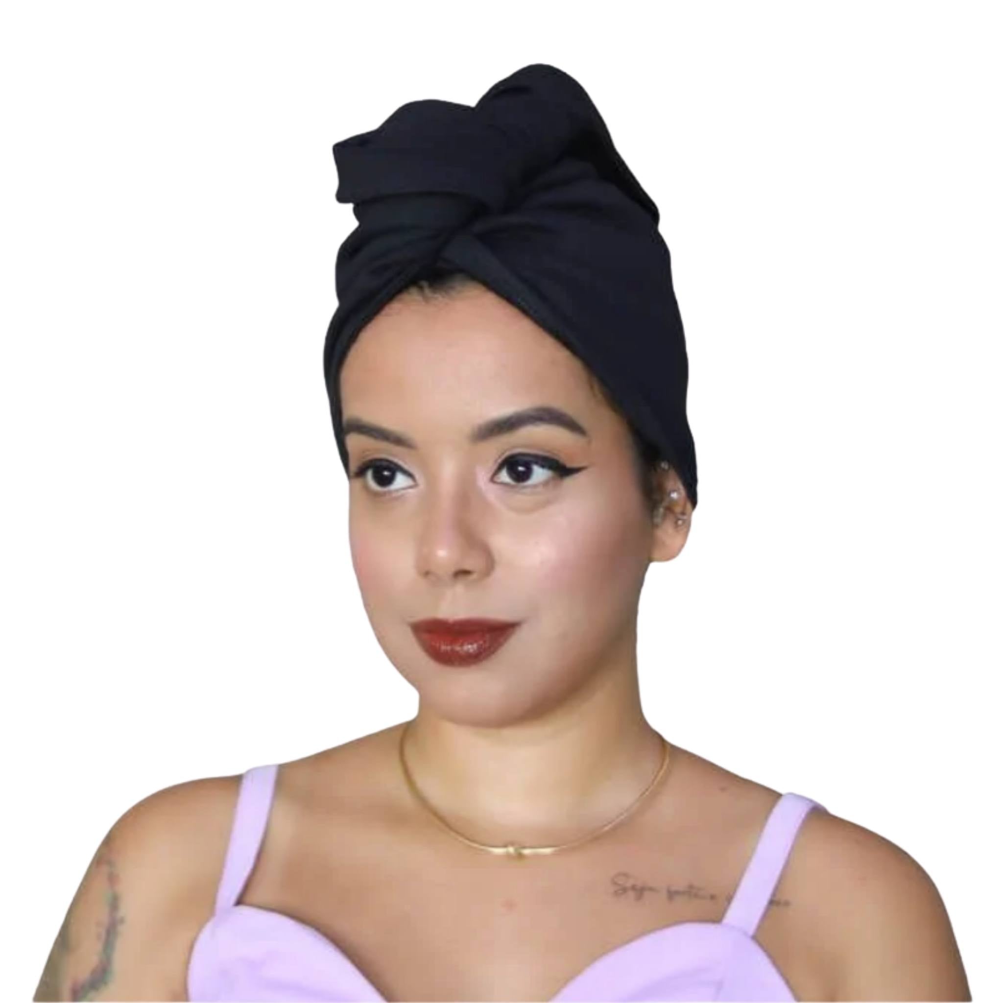 Toalha de Malha Turbante Preta - Turban