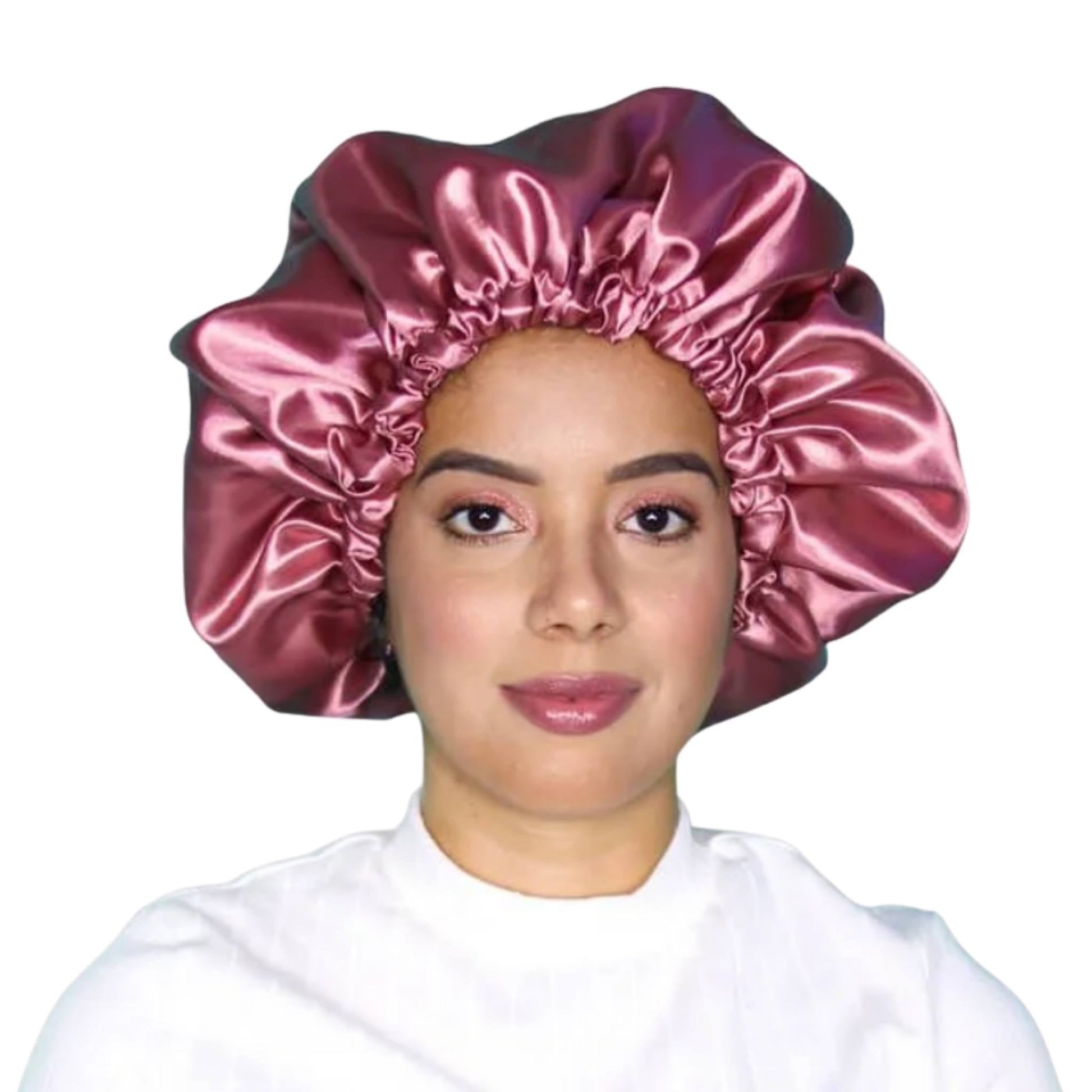 Touca de Cetim Dupla Camada Rosa Vintage - Turban