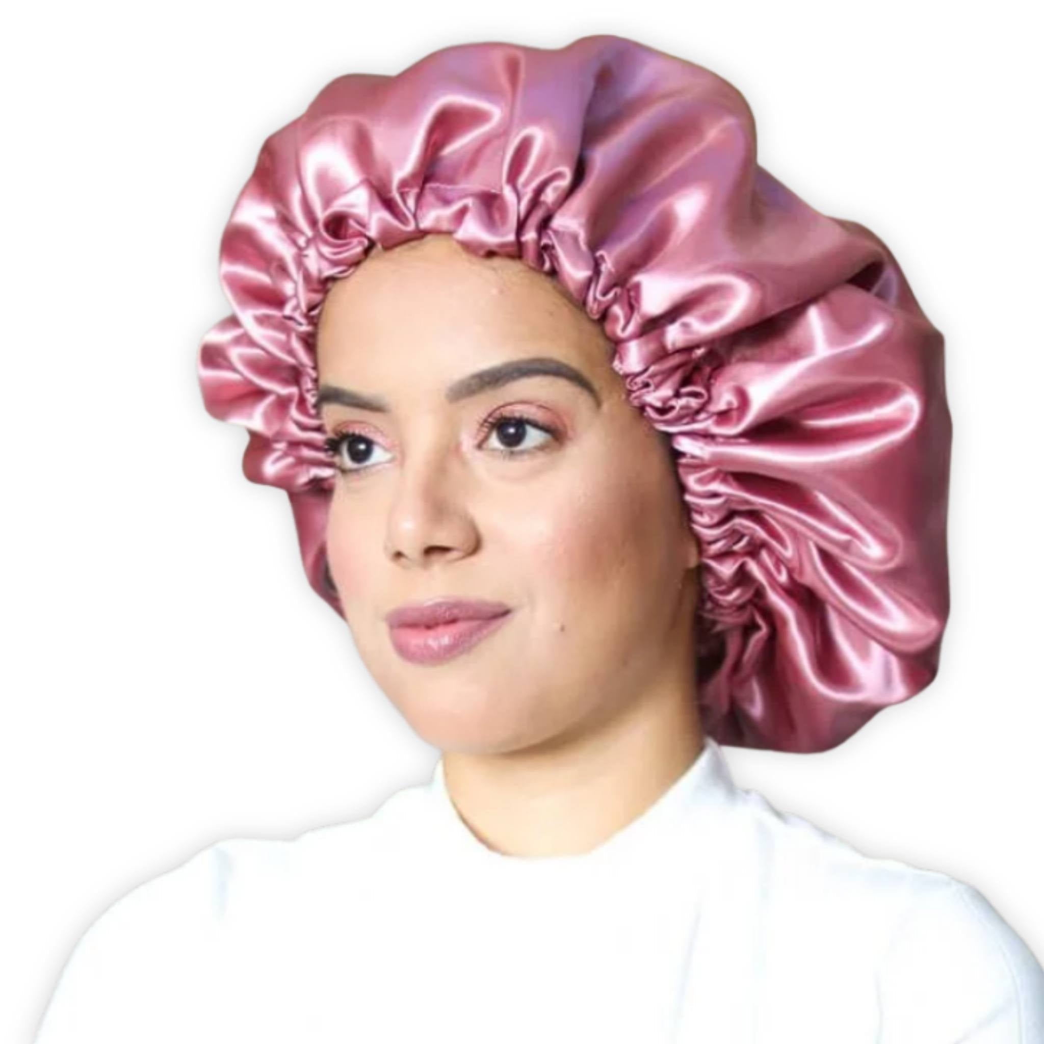 Touca de Cetim Dupla Camada Rosa Vintage - Turban