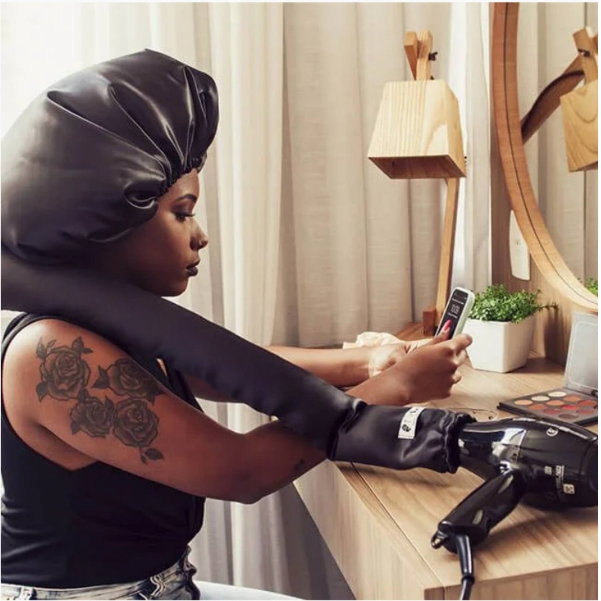 Touca Difusora de Cetim Preta - Turban