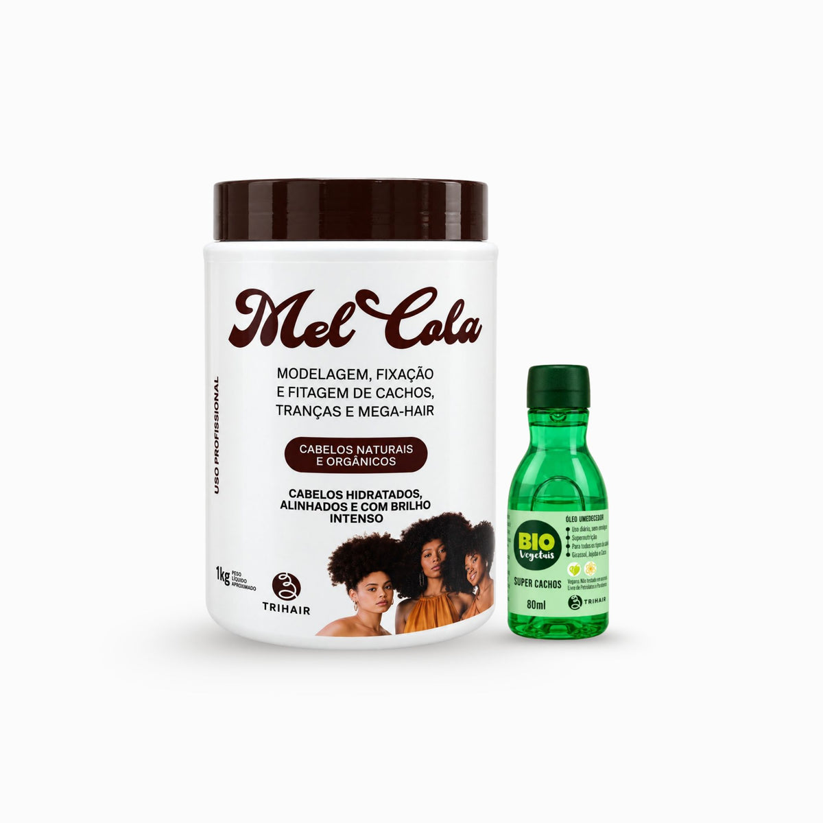 Kit Mel Cola 1Kg + Óleo Umedecedor Biovegetais 80ml - Trihair