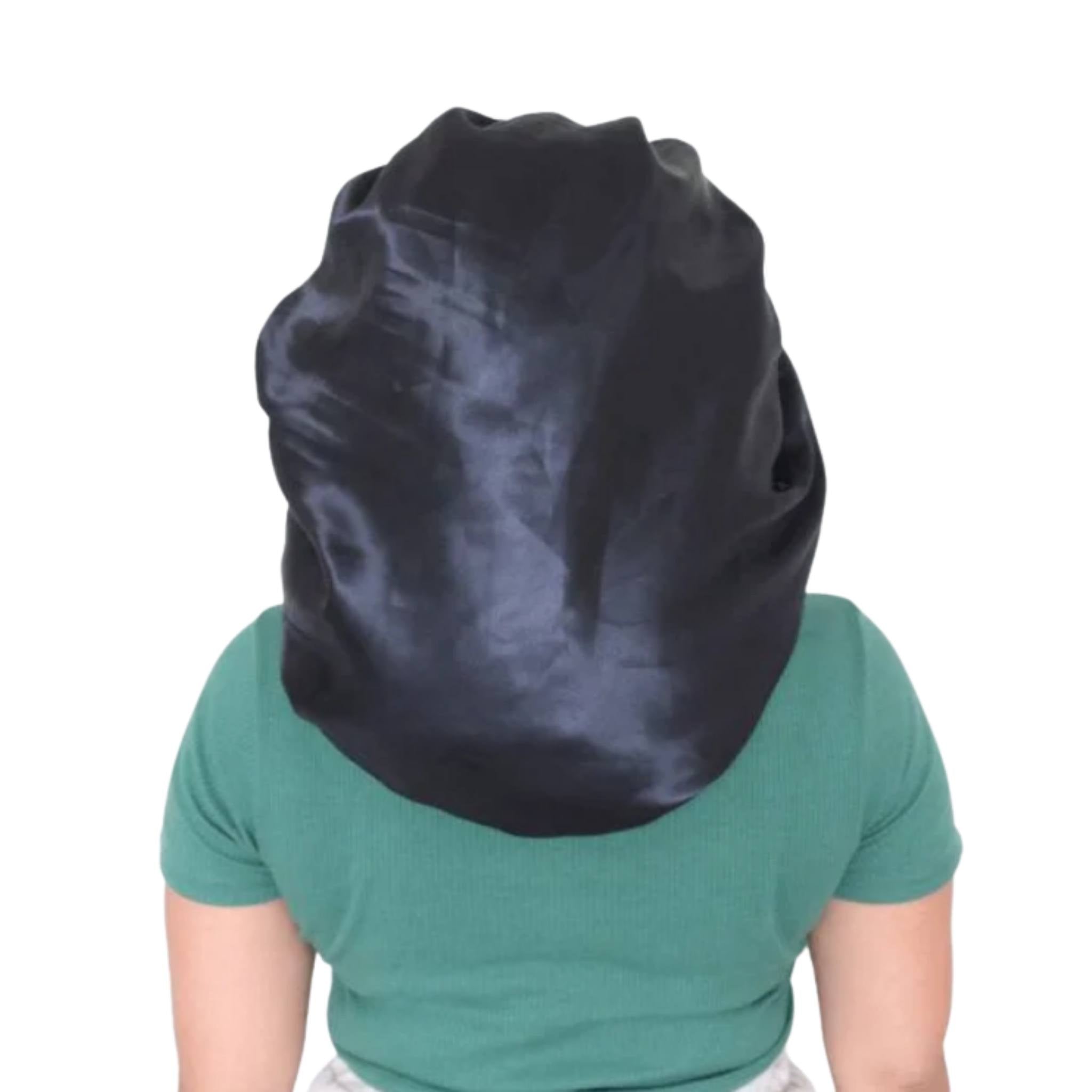 Touca de Cetim Maxi Dupla Camada Preta - Turban